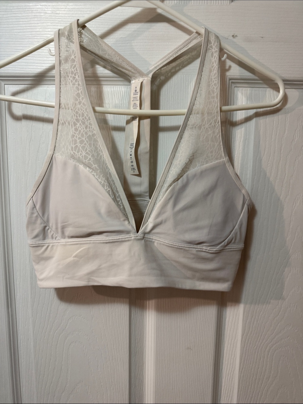 lululemon athletica Cream Lace-Back Light Support Bralette